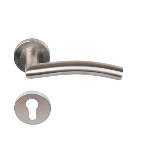 Poignée inox elsa angle vague avec rosace cylindre Marseille